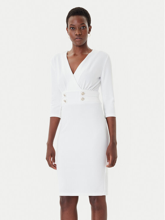 Rinascimento Коктейлна рокля CFC0126151003 Бял Slim Fit цвят на ниска цена