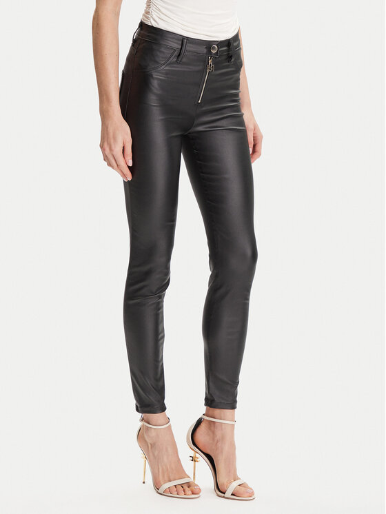 Rinascimento Панталони от имитация на кожа CFC0126158003 Черен Skinny Fit цвят на ниска цена