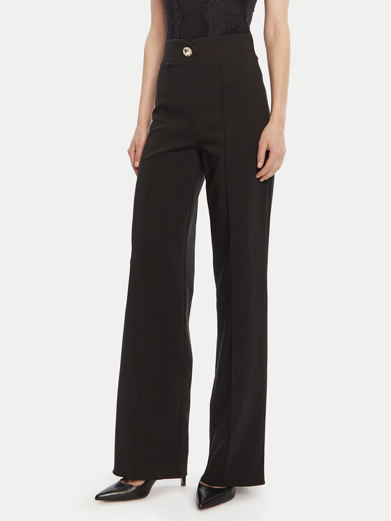 Rinascimento Текстилни панталони CFC0125276003 Черен Straight Fit цвят на ниска цена