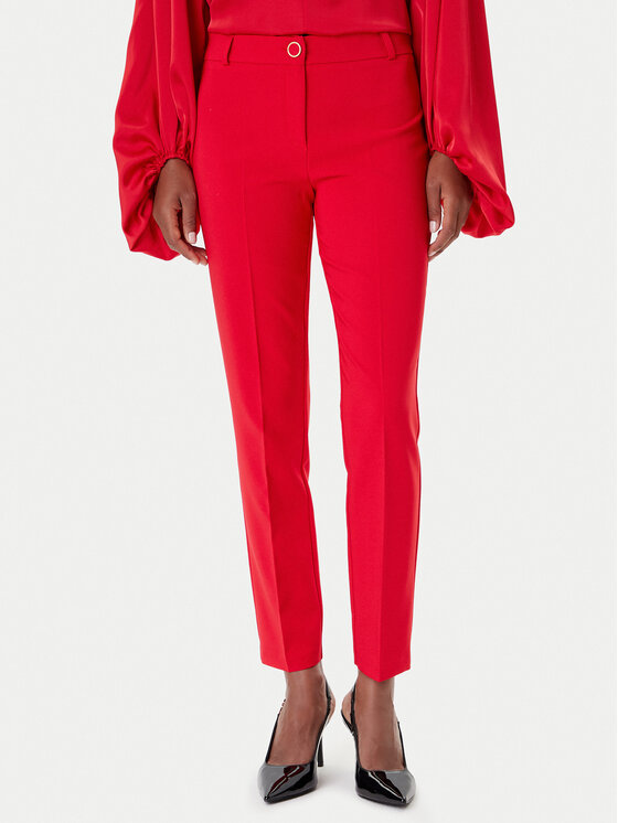 Rinascimento Чино панталони CFC0125410003 Червен Skinny Fit цвят на ниска цена