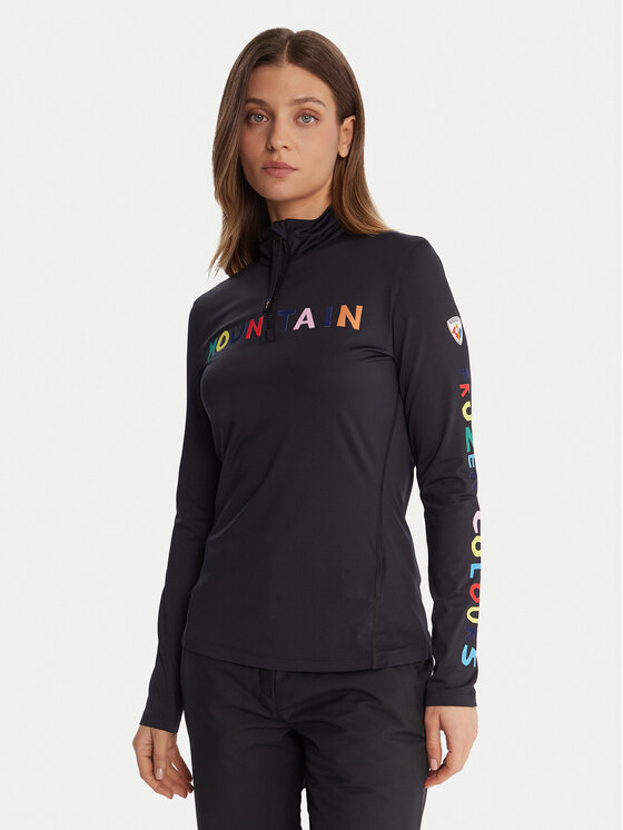 Rossignol Суитшърт от техническо трико RLOWL11 Черен Slim Fit цвят на ниска цена