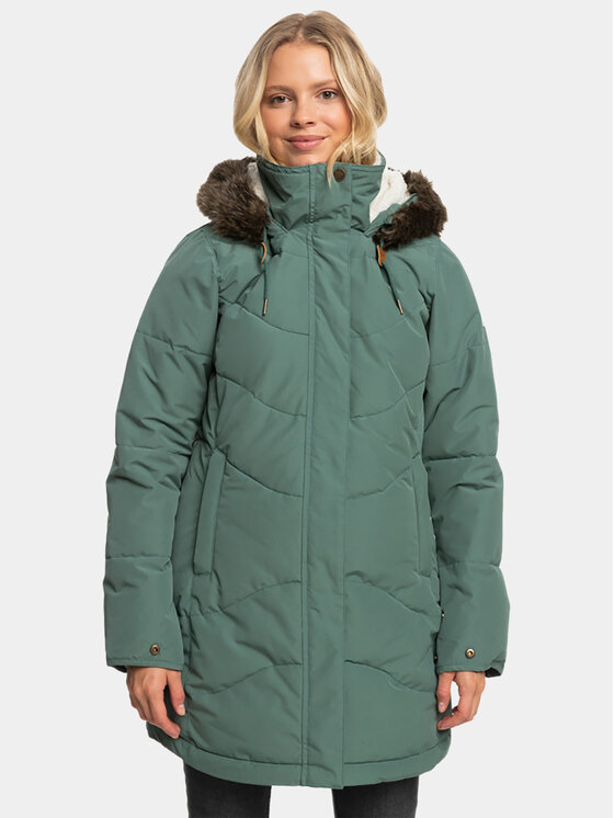 Roxy Зимно яке Ellie Jk Otlr ERJJK03554 Зелен Regular Fit цвят на ниска цена