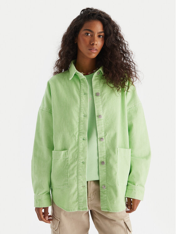 Roxy Риза Kick Back Washed Cord ERJWT03697 Зелен Regular Fit цвят на ниска цена