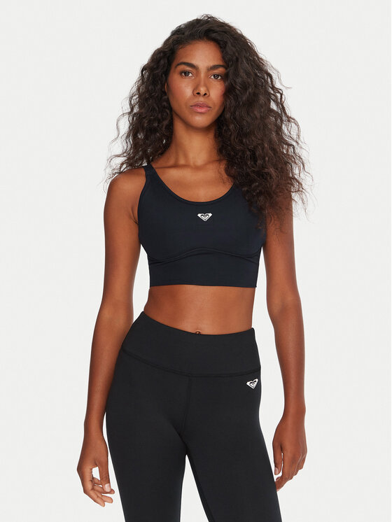 Roxy Спортен сутиен Heart Into It Attitude ERJKT04326 Черен цвят на ниска цена
