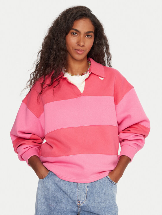 Roxy Суитшърт Cross Your Mind ERJFT05015 Розов Boxy Fit цвят на ниска цена