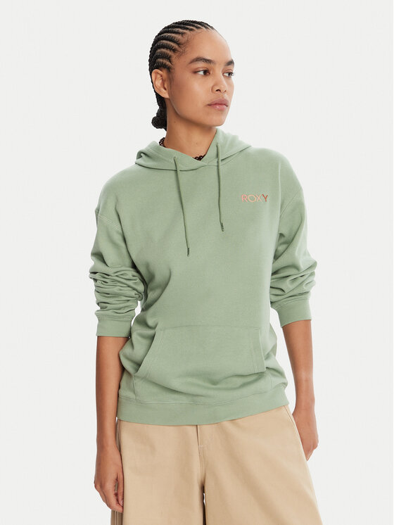 Roxy Суитшърт ERJFT04996 Зелен Regular Fit цвят на ниска цена