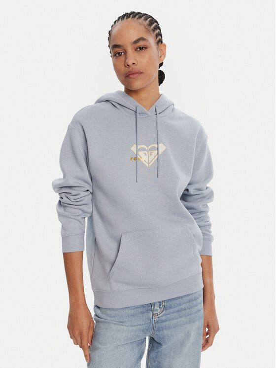 Roxy Суитшърт ERJFT05028 Светлосиньо Regular Fit цвят на ниска цена