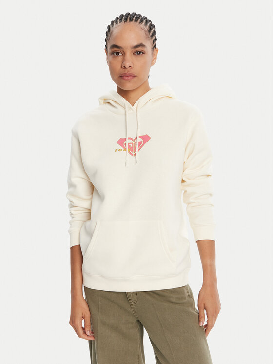 Roxy Суитшърт Surf Stoked Crew Brushed Vint ERJFT05018 Екрю Regular Fit цвят на ниска цена