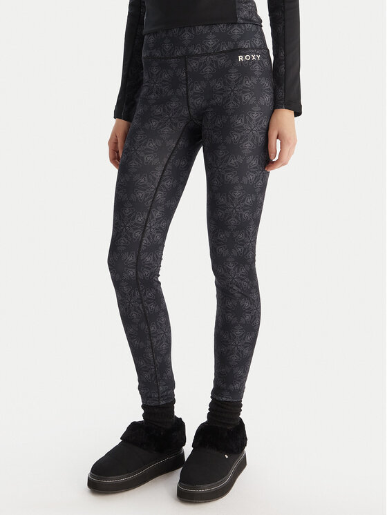 Roxy Термооблекло долна част Daybreak Brushed ERJLW03056 Черен Slim Fit цвят на ниска цена