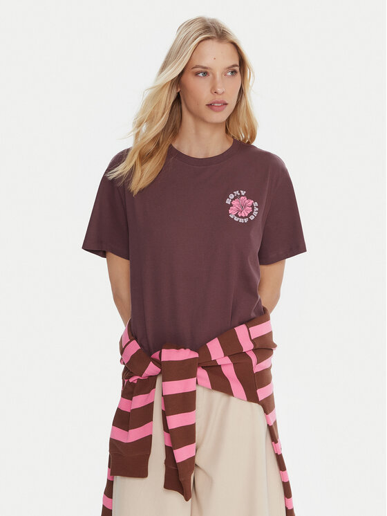 Roxy Тишърт Hangloose The Sky ERJZT06020 Виолетов Regular Fit цвят на ниска цена