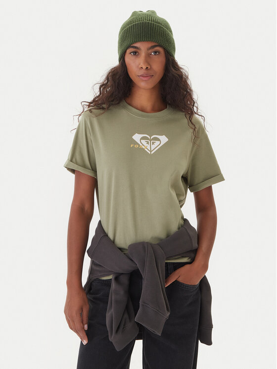 Roxy Тишърт Oceanregular ERJZT06078 Зелен Regular Fit цвят на ниска цена