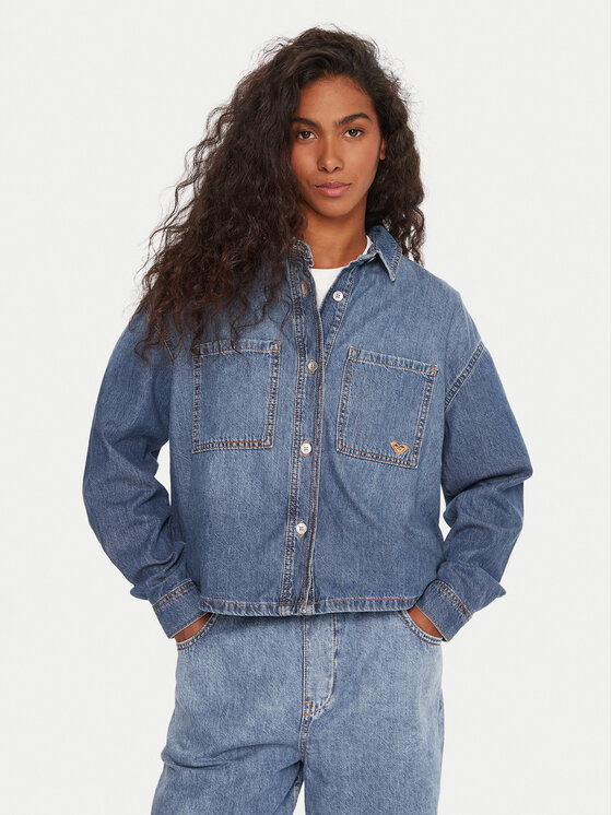 Roxy дънкова риза Another Reflect ERJWT03704 Син Regular Fit цвят на ниска цена