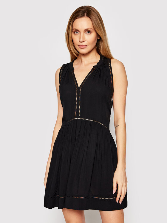 Seafolly Лятна рокля Ladder Detail 52931-DR Черен Relaxed Fit цвят на ниска цена