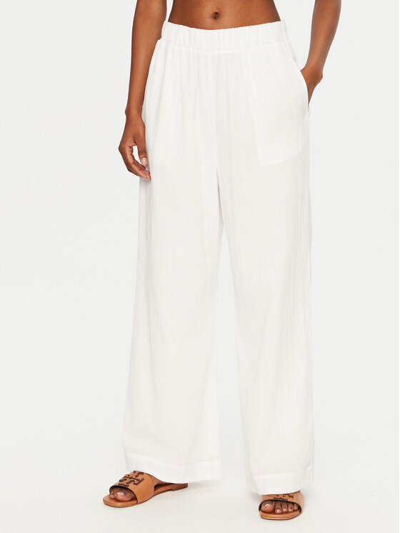 Seafolly Текстилни панталони Crinkle 55430-PA Бял Regular Fit цвят на ниска цена