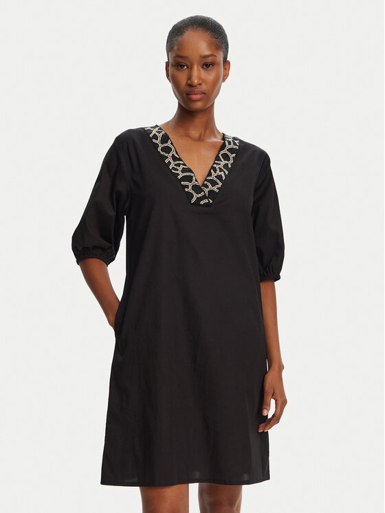 Selmark Лятна рокля BN198 Черен Relaxed Fit цвят на ниска цена