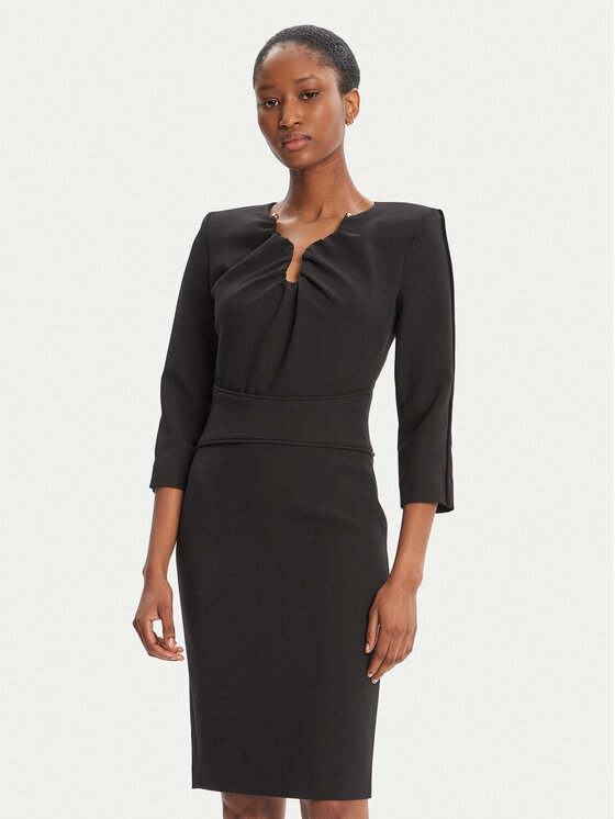 Simona Corsellini Коктейлна рокля A25CPAB01101 Черен Slim Fit цвят на ниска цена
