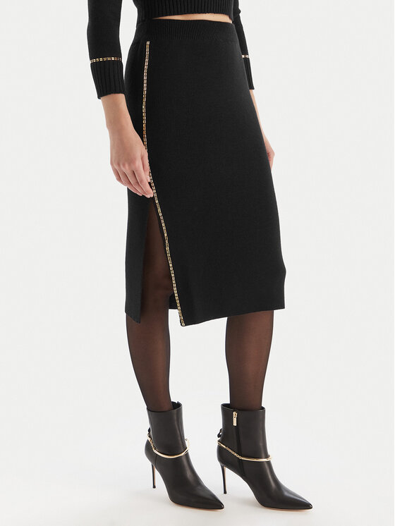 Simona Corsellini Пола тип молив A25CPGOE0101 Черен Slim Fit цвят на ниска цена