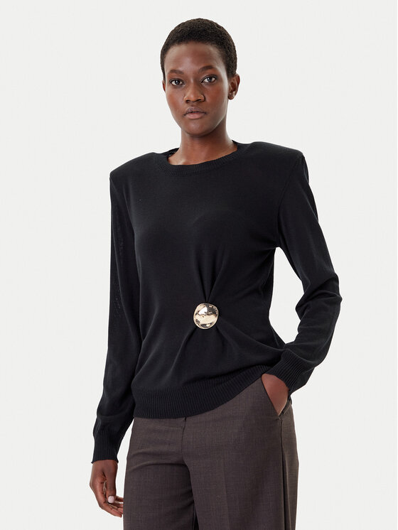 Simona Corsellini Пуловер A25CPMGE0301 Черен Regular Fit цвят на ниска цена