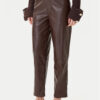 TWINSET Панталони от имитация на кожа 252TP2091 Кафяв Straight Fit цвят на ниска цена