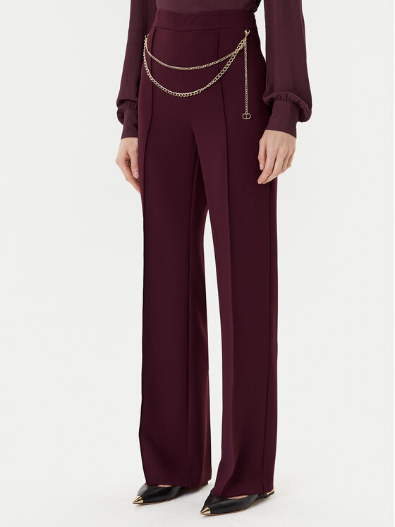 TWINSET Панталони тип палацо 252TP2281 Бордо Wide Leg цвят на ниска цена