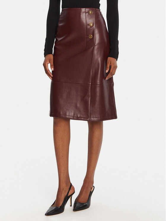 TWINSET Пола от имитация на кожа 252TP2233 Бордо Regular Fit цвят на ниска цена