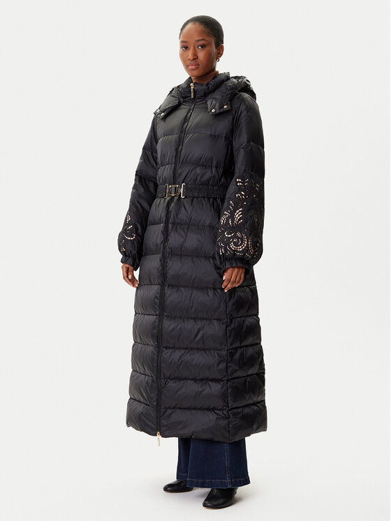 TWINSET Пухено яке 252TP2430 Черен Regular Fit цвят на ниска цена