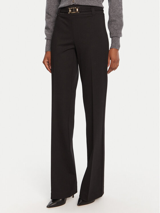 TWINSET Текстилни панталони 252TP2602 Черен Flare Fit цвят на ниска цена