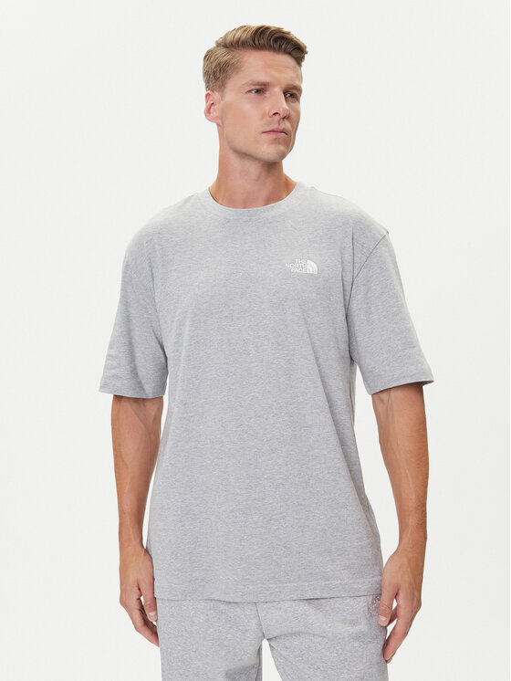 The North Face Тишърт Simple Dome NF0A87NR Сив Oversize цвят на ниска цена