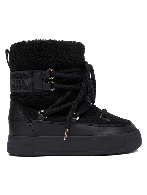 Tommy Hilfiger Апрески Faux Shearling Snowboot FW0FW08788 Черен цвят на ниска цена