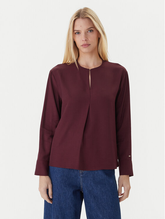 Tommy Hilfiger Блуза WW0WW47339 Бордо Relaxed Fit цвят на ниска цена