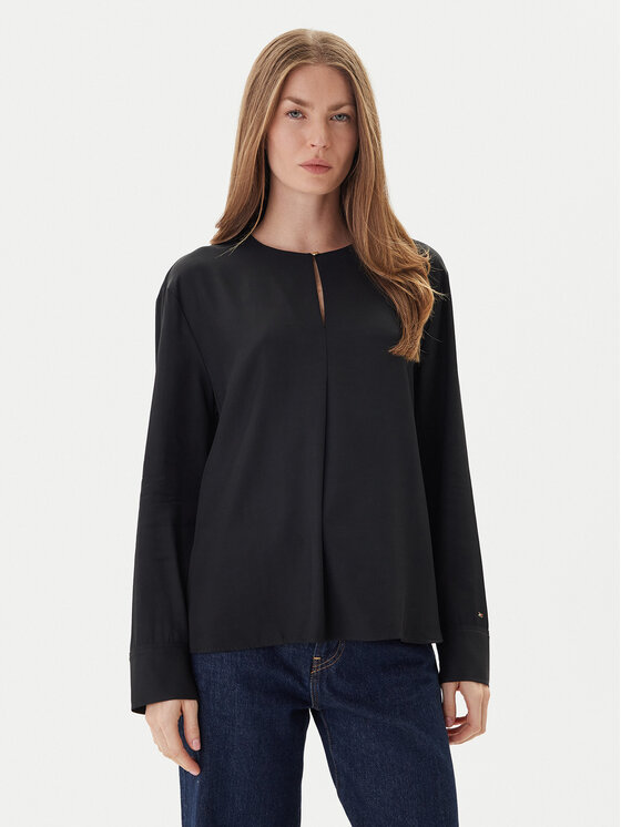 Tommy Hilfiger Блуза WW0WW47339 Черен Relaxed Fit цвят на ниска цена