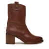Tommy Hilfiger Боти Riding Lthr Mid Boot Block Heel FW0FW08776 Кафяв цвят на ниска цена