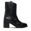 Tommy Hilfiger Боти Riding Lthr Mid Boot Block Heel FW0FW08776 Черен цвят на ниска цена