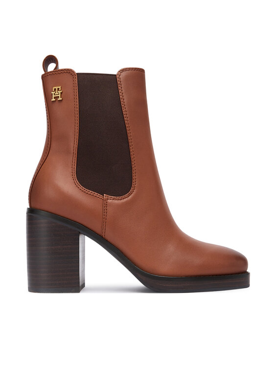 Tommy Hilfiger Боти Square Toe Chelsea High Block Hl FW0FW08844 Кафяв цвят на ниска цена
