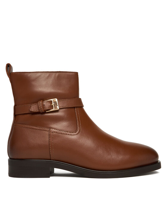 Tommy Hilfiger Боти Th Buckle Riding Leather Bootie FW0FW08781 Кафяв цвят на ниска цена