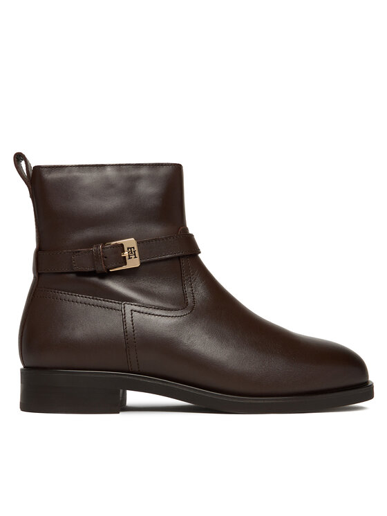 Tommy Hilfiger Боти Th Buckle Riding Leather Bootie FW0FW08781 Кафяв цвят на ниска цена