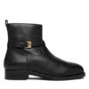 Tommy Hilfiger Боти Th Buckle Riding Leather Bootie FW0FW08781 Черен цвят на ниска цена