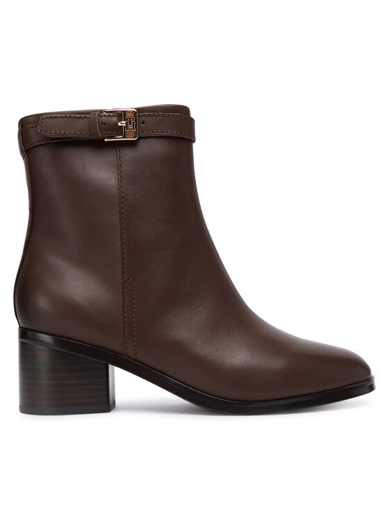 Tommy Hilfiger Боти Th Buckle Riding Mid Heel Bootie FW0FW08859 Кафяв цвят на ниска цена