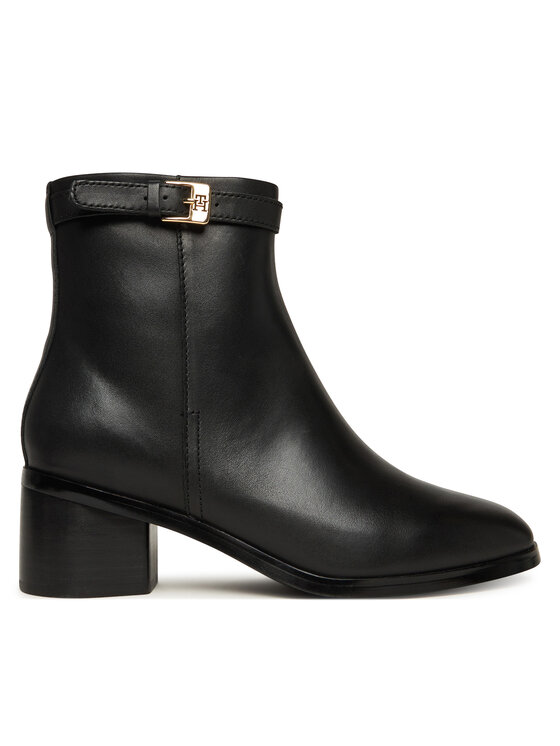 Tommy Hilfiger Боти Th Buckle Riding Mid Heel Bootie FW0FW08859 Черен цвят на ниска цена