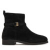 Tommy Hilfiger Боти Th Buckle Riding Suede Bootie FW0FW09047 Черен цвят на ниска цена