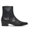 Tommy Hilfiger Боти Th Leather Pointy Zip Bootie FW0FW08980 Черен цвят на ниска цена