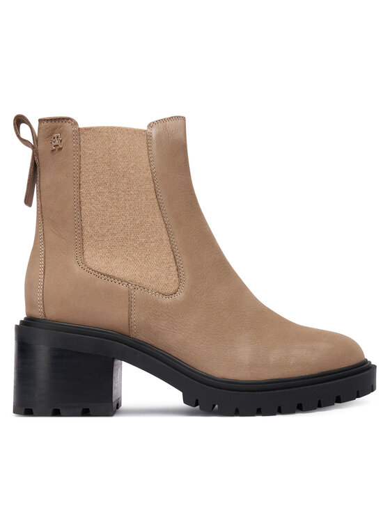 Tommy Hilfiger Боти Th Nubuck Chelsea Cleated Heel FW0FW09158 Бежов цвят на ниска цена
