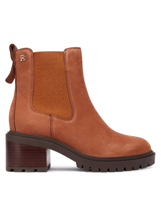 Tommy Hilfiger Боти Th Nubuck Chelsea Cleated Heel FW0FW09158 Кафяв цвят на ниска цена