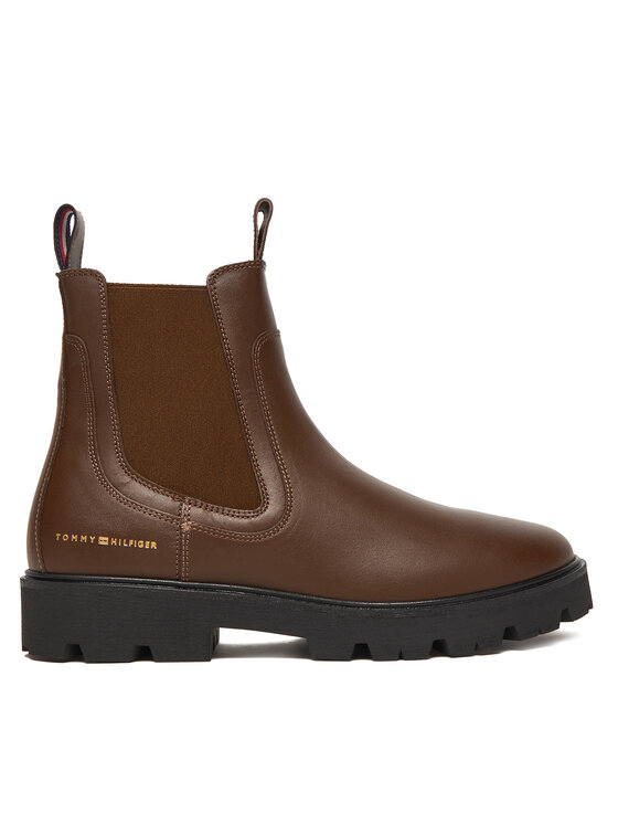 Tommy Hilfiger Боти тип челси Lthr Low Chelsea FW0FW08775 Кафяв цвят на ниска цена