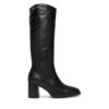 Tommy Hilfiger Ботуши Stacked Heel Leather Long Boot FW0FW08865 Черен цвят на ниска цена