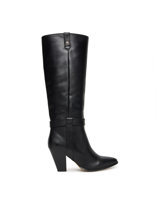 Tommy Hilfiger Ботуши T-Strap Pointy FW0FW08982 Черен цвят на ниска цена