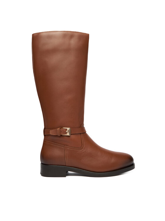 Tommy Hilfiger Ботуши Th Buckle Riding Lthr Long Boot FW0FW08873 Кафяв цвят на ниска цена