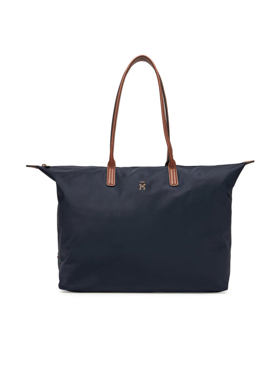 Tommy Hilfiger Дамска чанта Popette Maxi Tote AW0AW17996 Тъмносин цвят на ниска цена