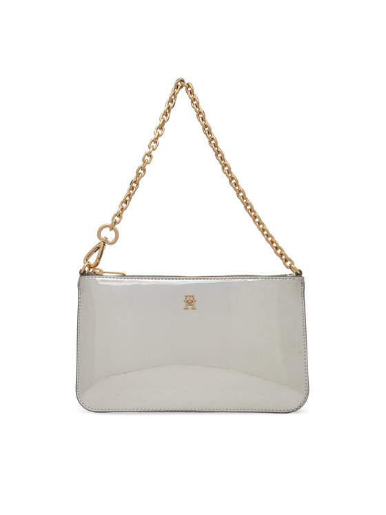 Tommy Hilfiger Дамска чанта Th Icon Chain Shoulder Pouch Met AW0AW18219 Сребрист цвят на ниска цена