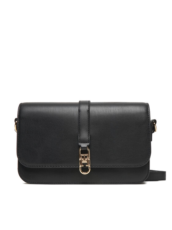 Tommy Hilfiger Дамска чанта Th Libre Flap Crossover AW0AW17723 Черен цвят на ниска цена